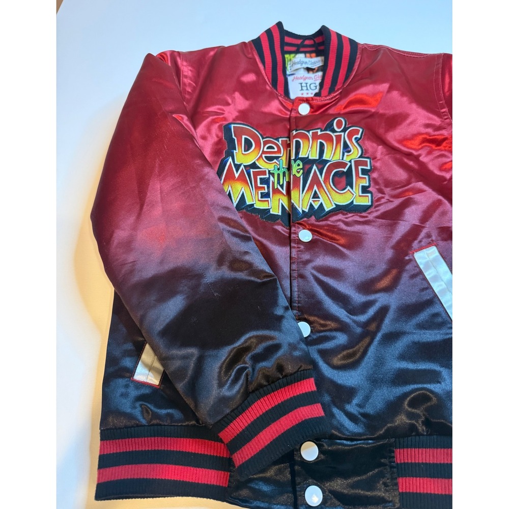 Headgear Classics Dennis the Menace Varsity Jacket Red Black Ombre Satin S - Picture 3 of 14